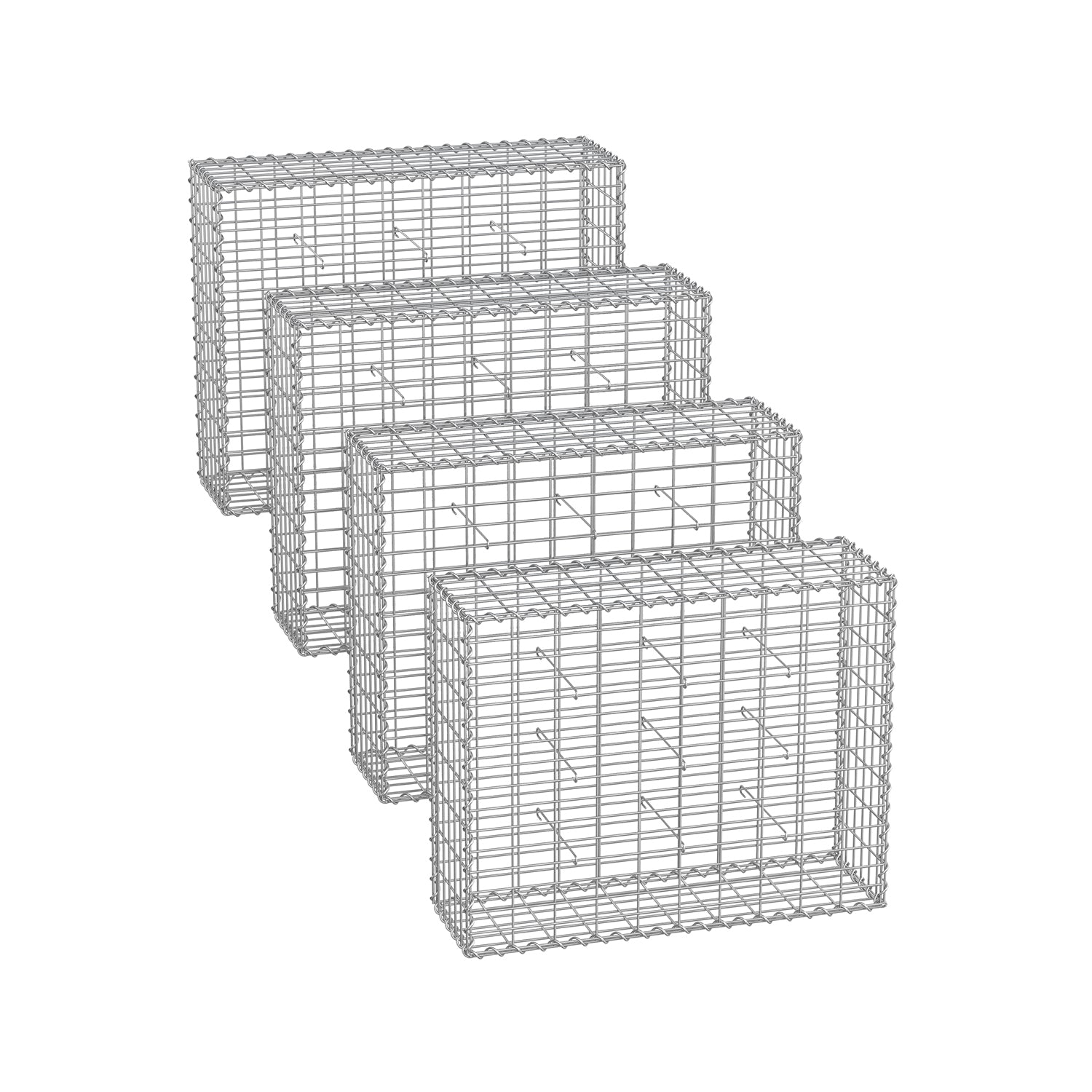 Gabion Cage - 100 x 80 x 30 cm - Galvanized Metal - Durable Wire Mesh 10 x 5 cm