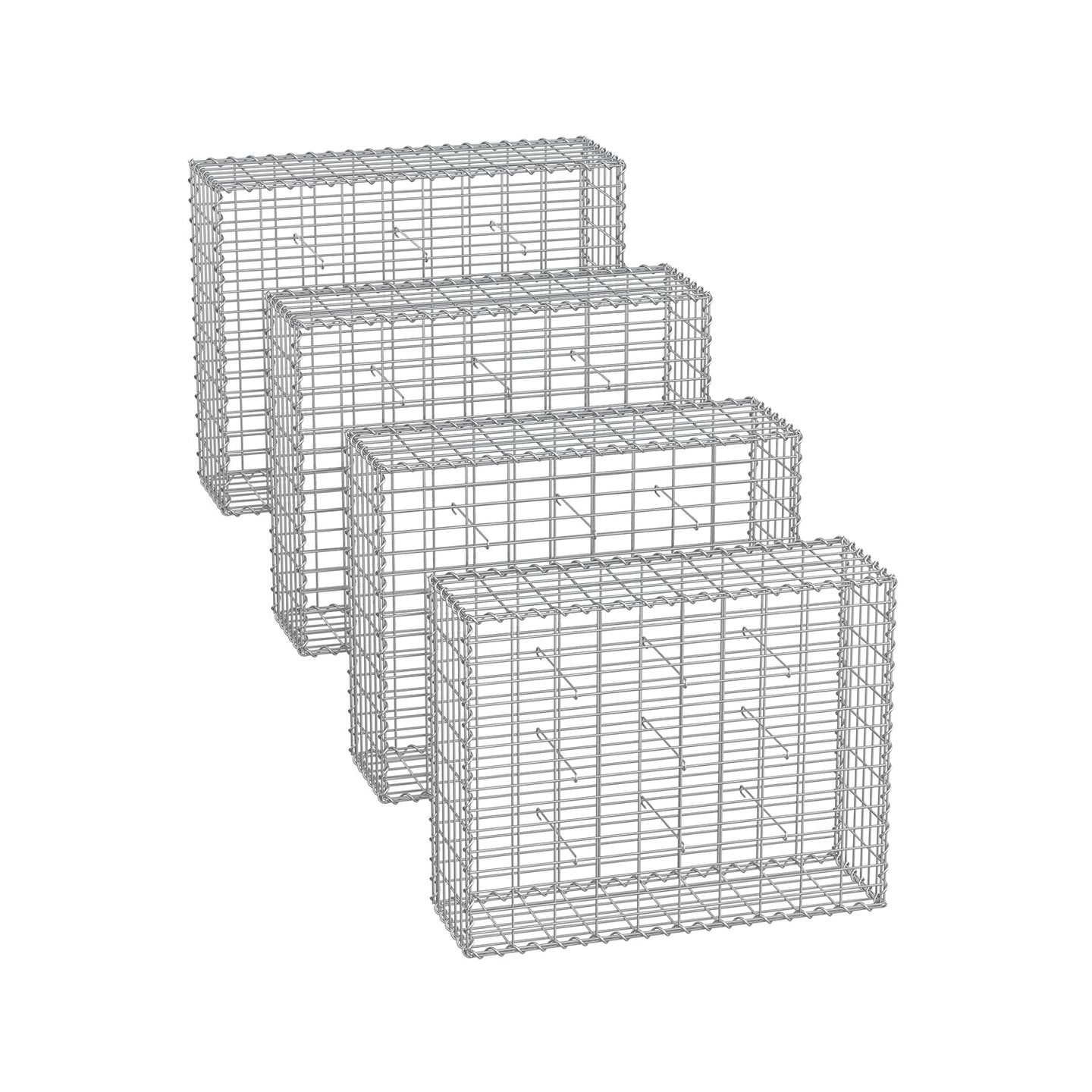 Gabion Cage - 100 x 80 x 30 cm - Galvanized Metal - Durable Wire Mesh 10 x 5 cm