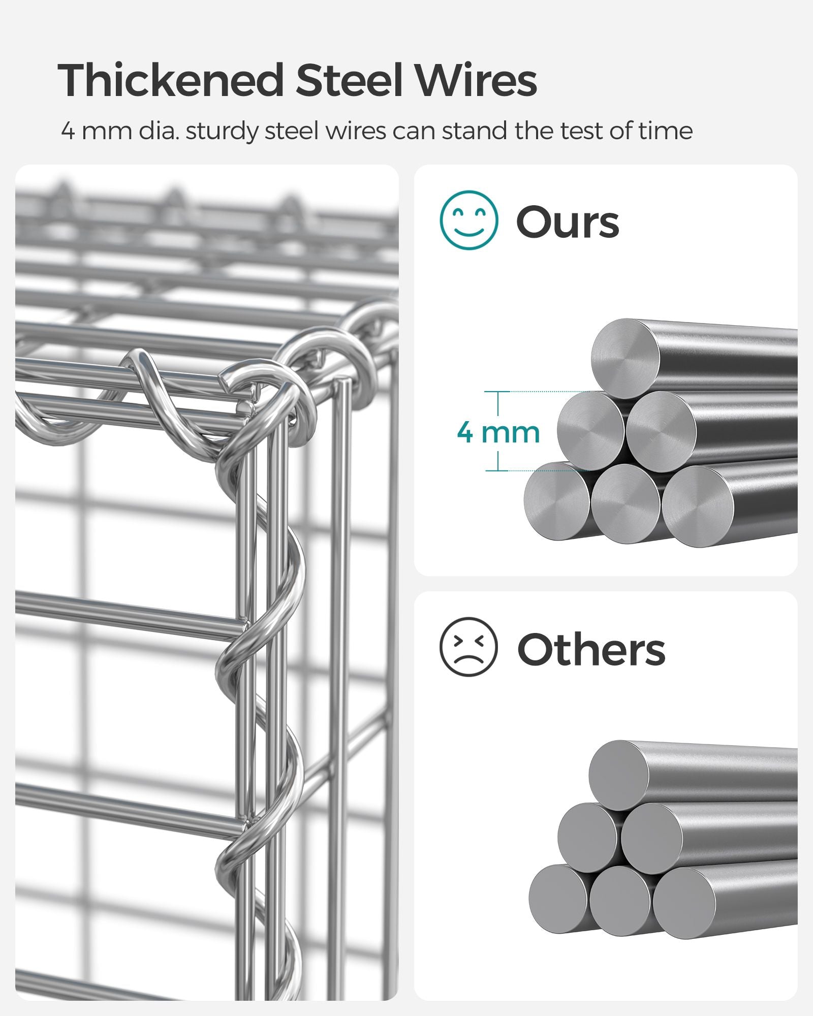 Gabion Cage - 100 x 80 x 30 cm - Galvanized Metal - Durable Wire Mesh 10 x 5 cm