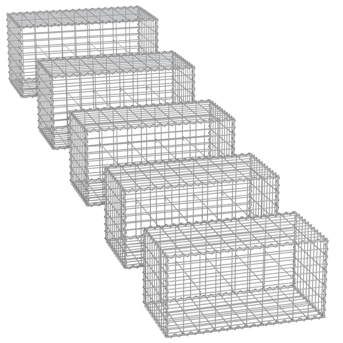 Metal Gabion Cages - Steel - Silver - Garden Fence Stone Basket 100 x 50 x 50 cm