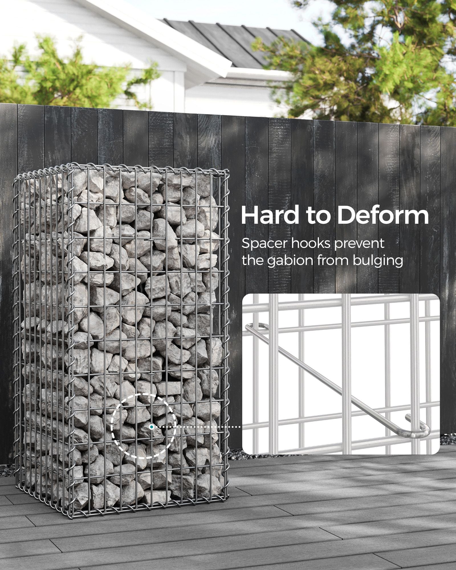 Metal Gabion Cages - Steel - Silver - Garden Fence Stone Basket 100 x 50 x 50 cm