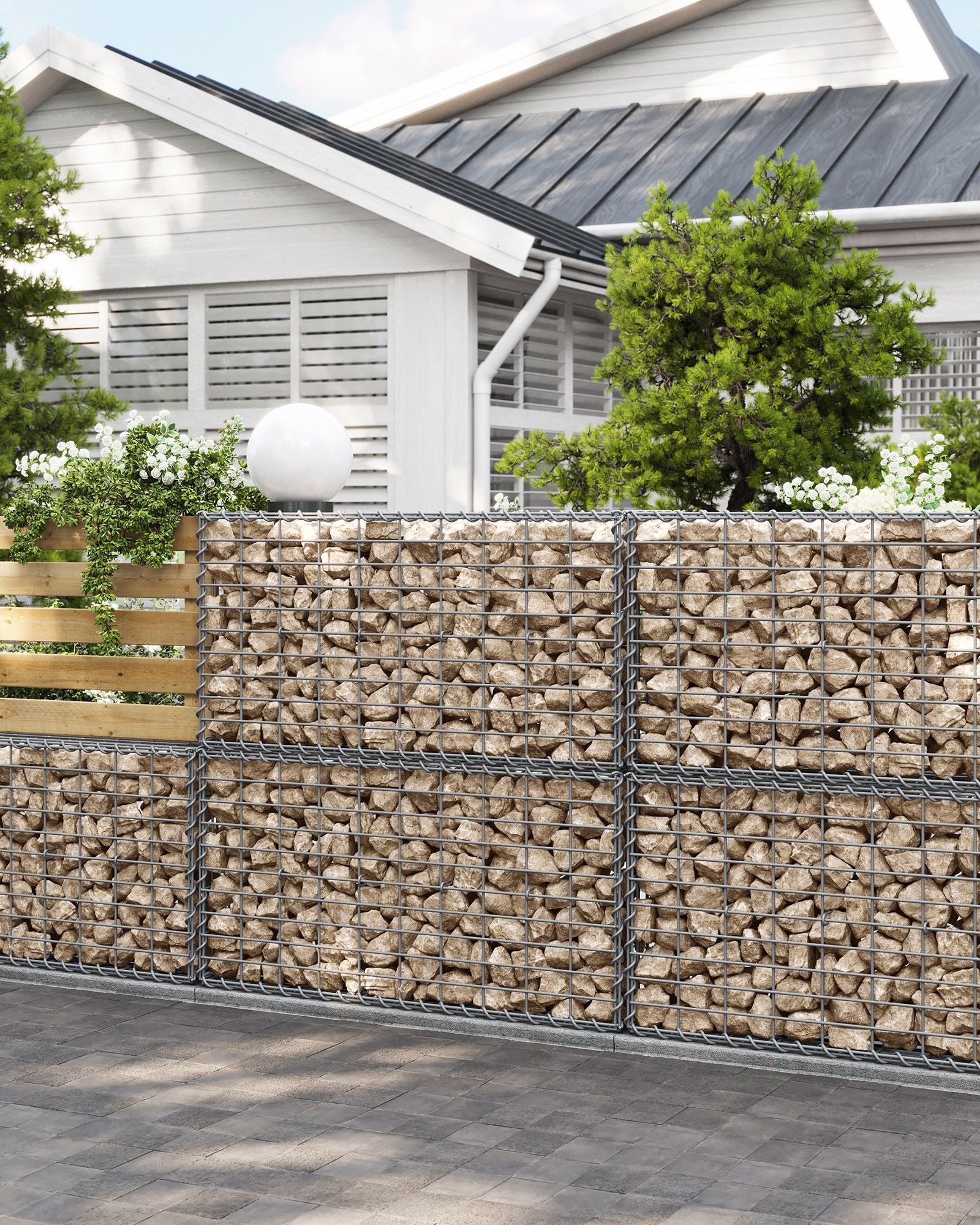 Metal Gabion Cages - Steel - Silver - Garden Fence Stone Basket 100 x 50 x 50 cm