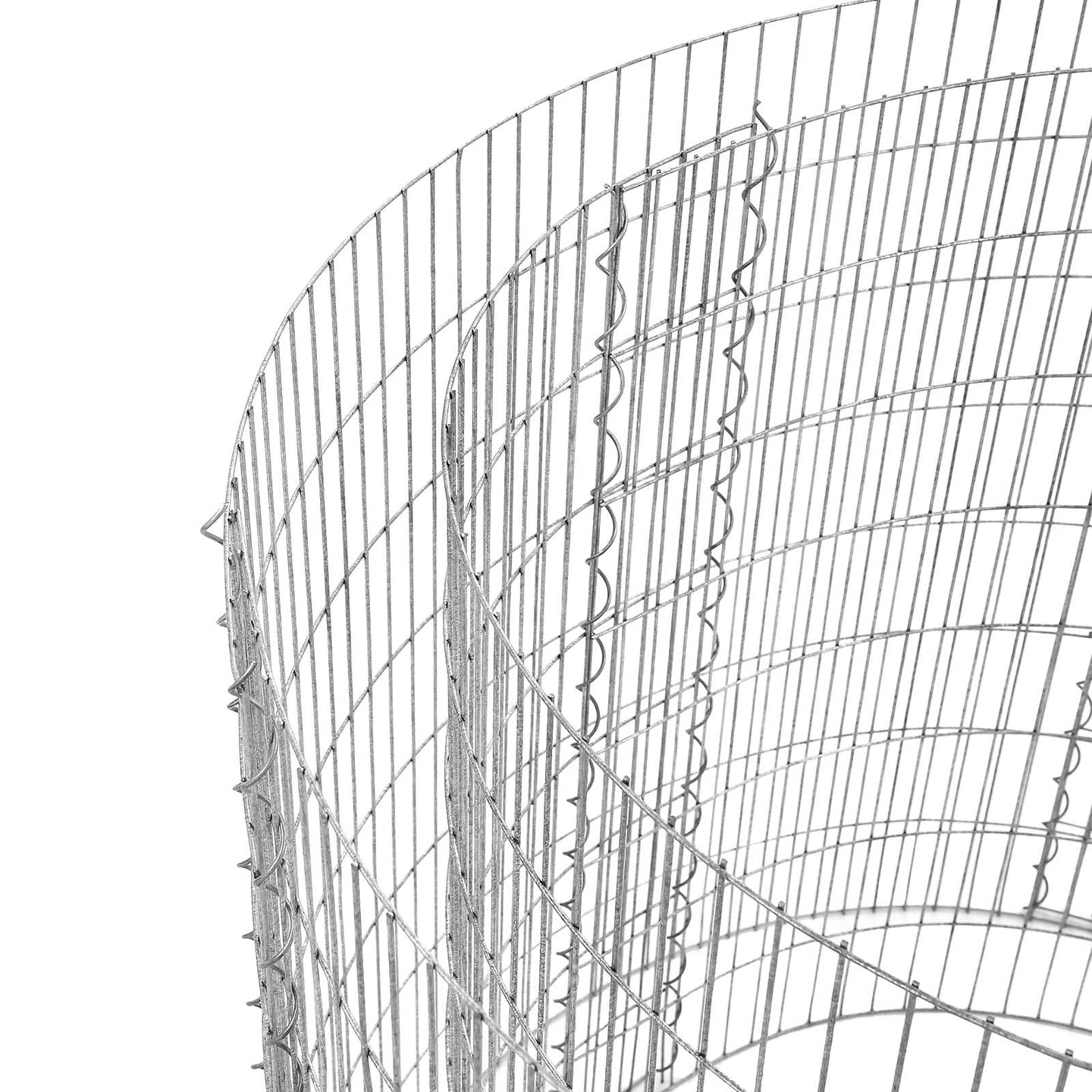 Tall Round Gabion Planter - Galvanised Steel - Silver - Rust-Resistant Decorative Garden Feature