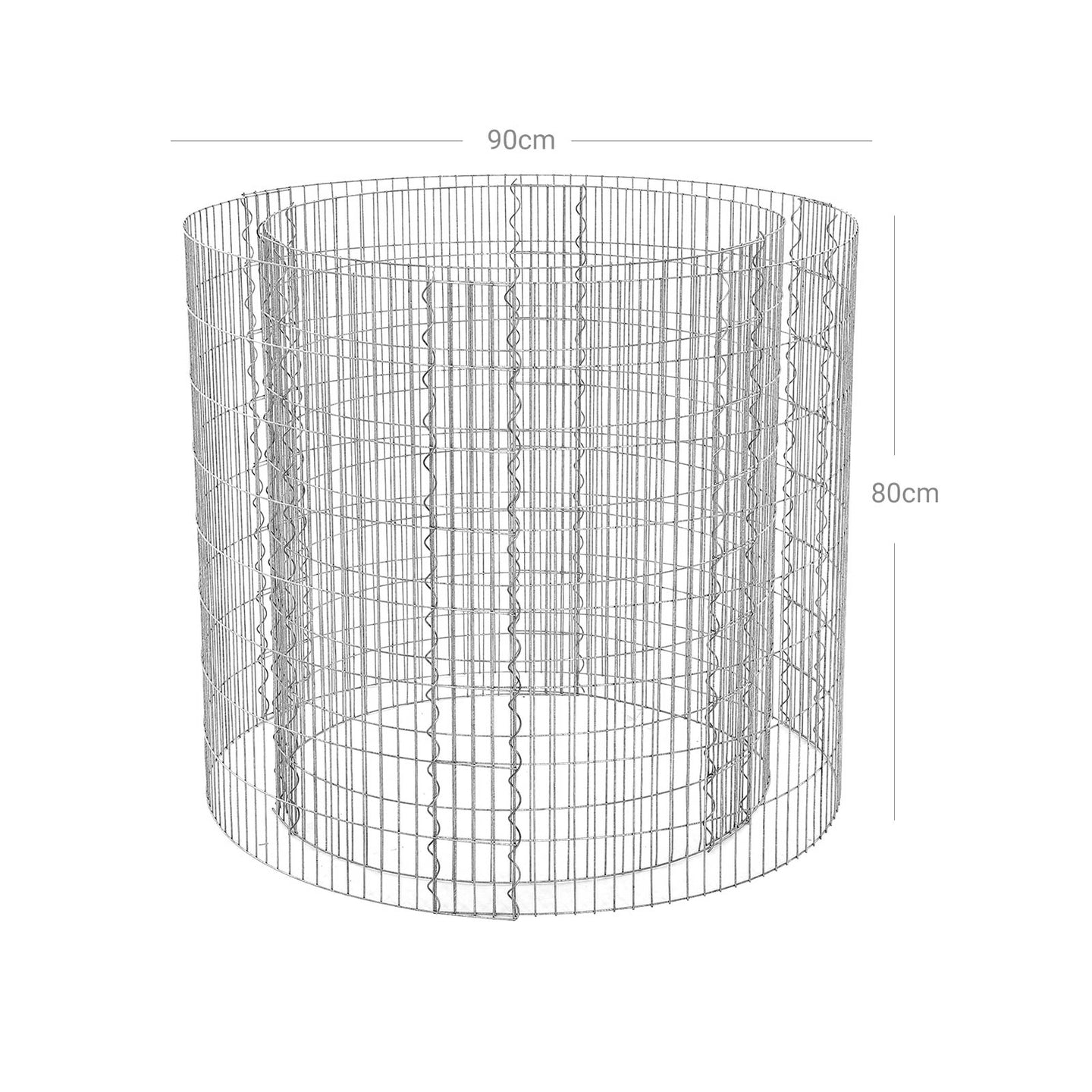 Tall Round Gabion Planter - Galvanised Steel - Silver - Rust-Resistant Decorative Garden Feature