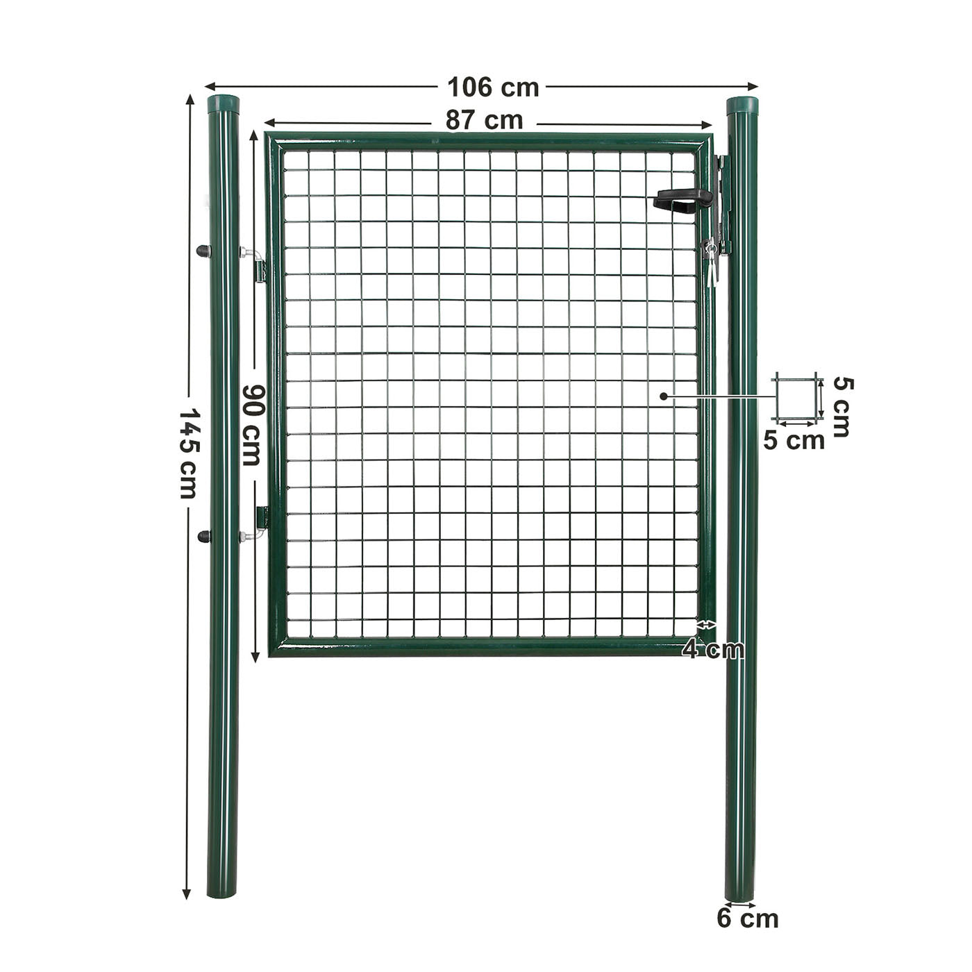 Galvanised Metal Garden Gate - Steel - Silver - Includes Lock