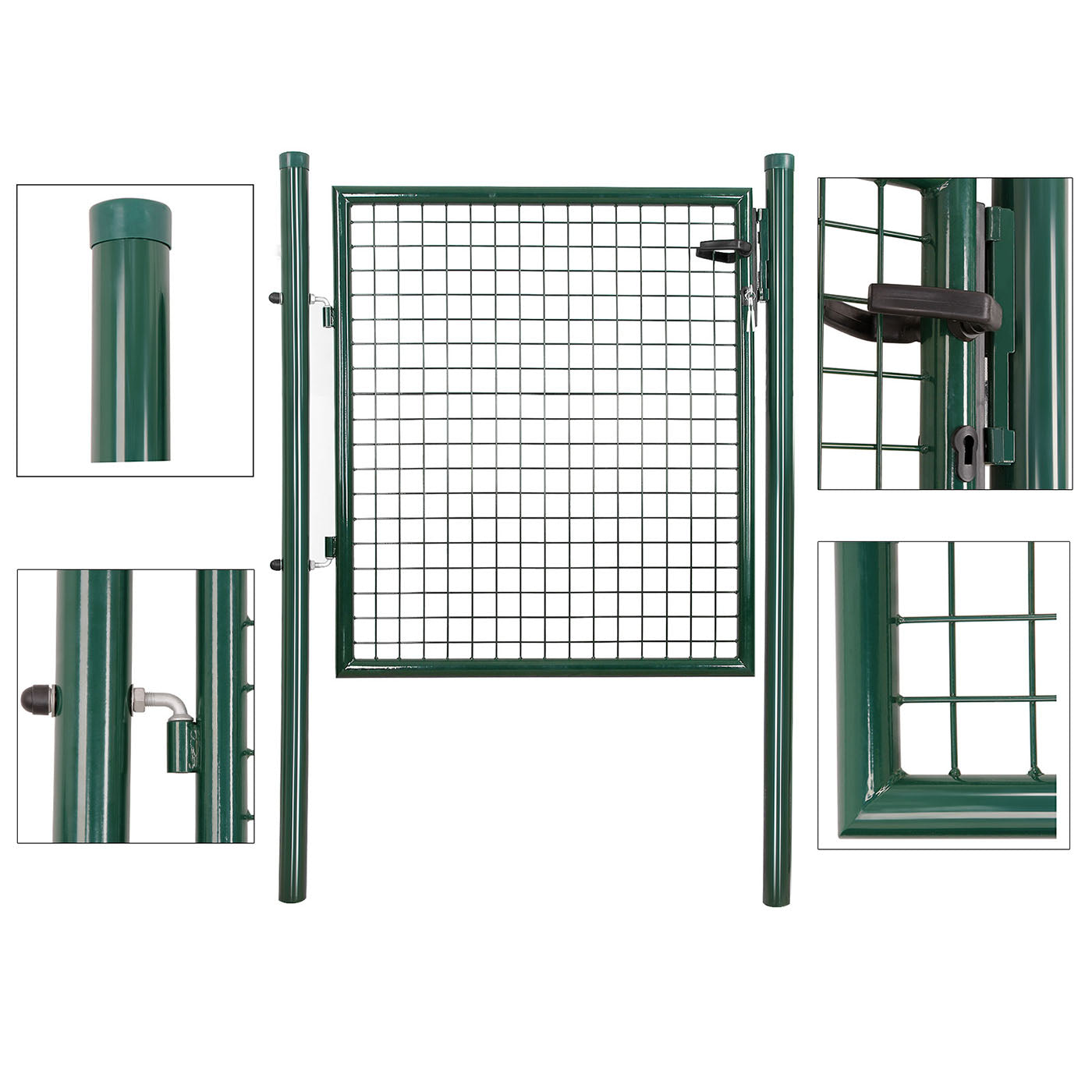 Galvanised Metal Garden Gate - Steel - Silver - Includes Lock