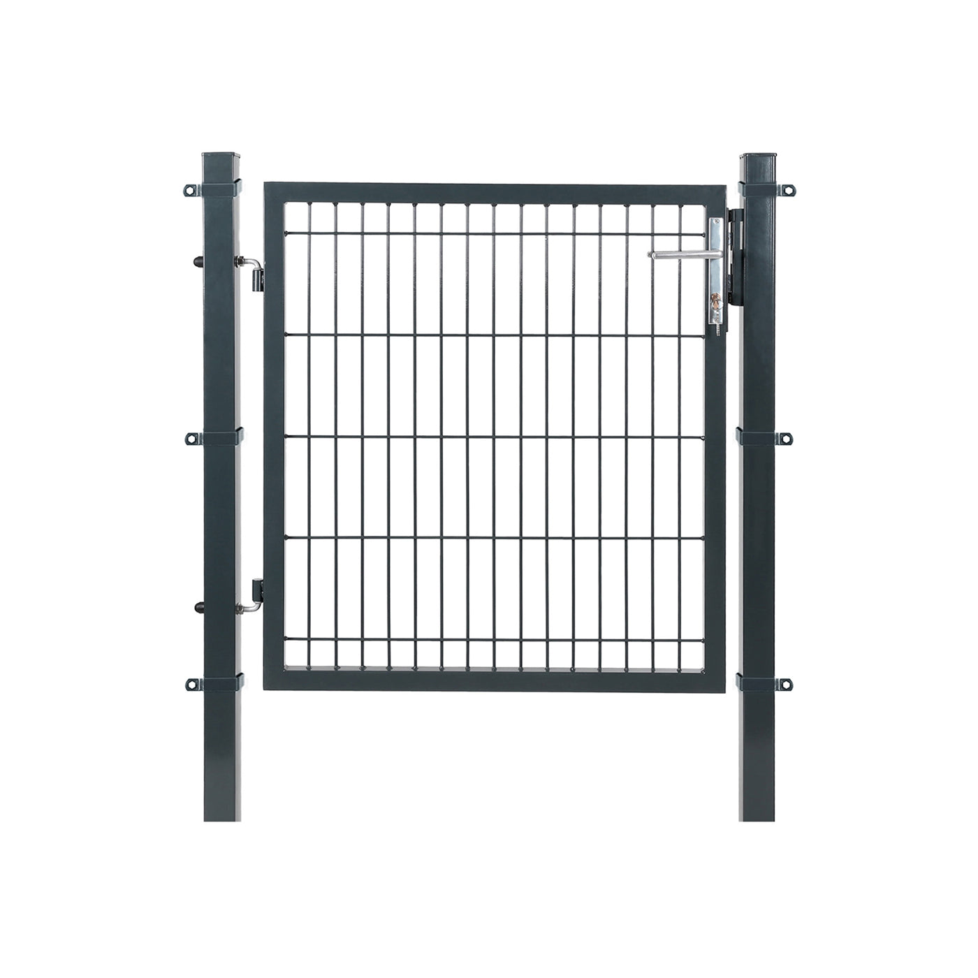 Garden Gate - Metal - Grey - Sturdy with Lock and Keys