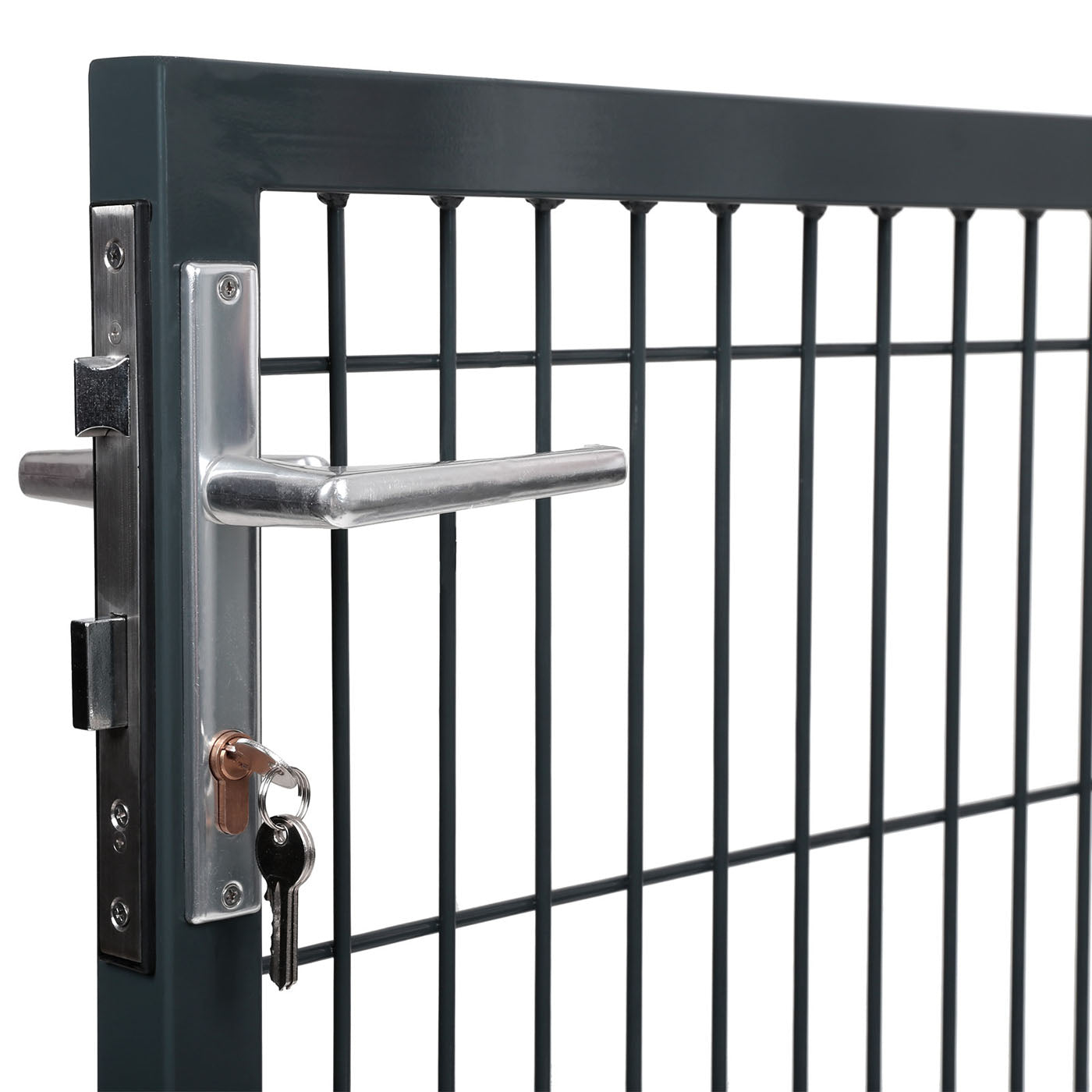 Garden Gate - Metal - Grey - Sturdy with Lock and Keys