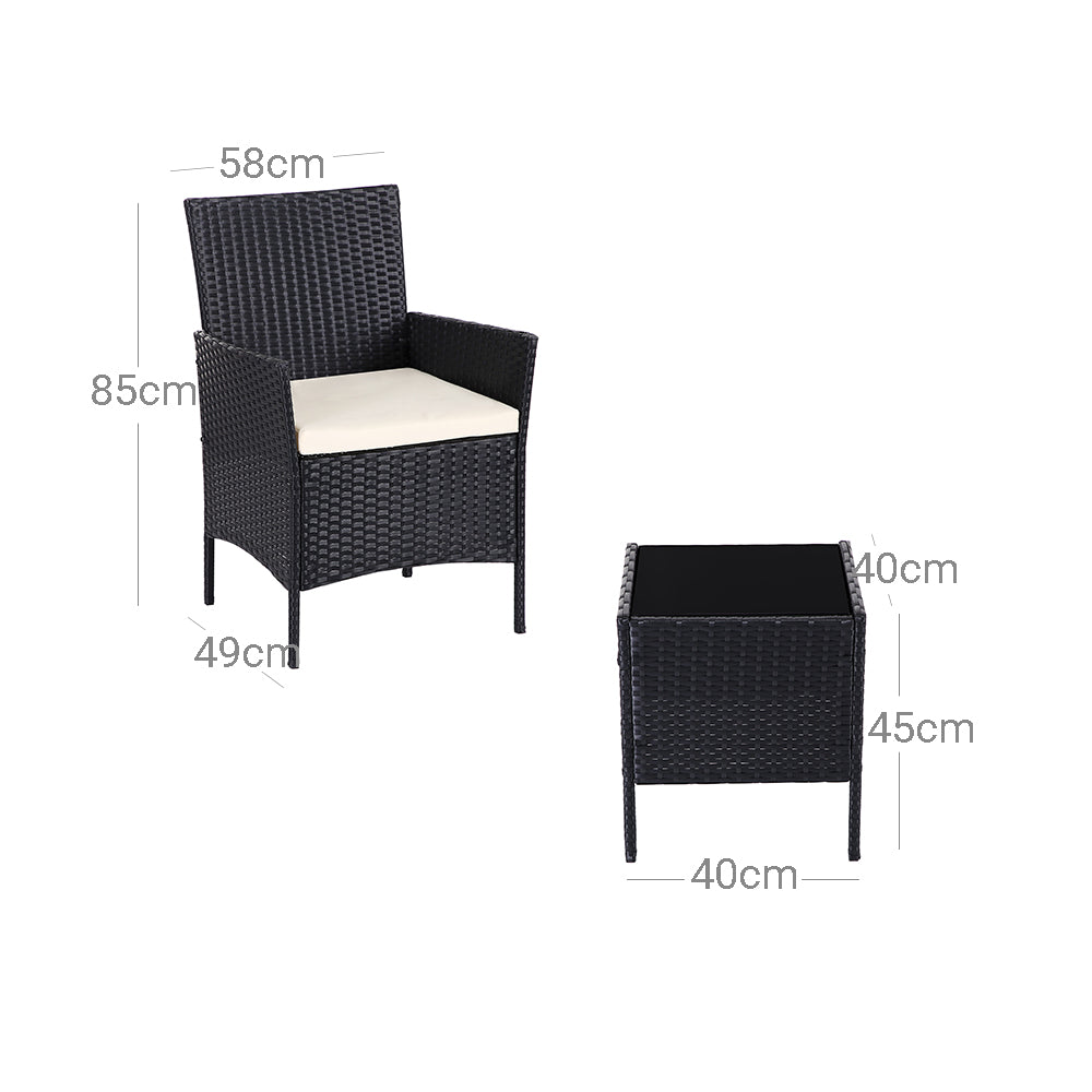 Garden Furniture Set - Black and Beige - Polyrattan