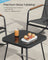 Patio Furniture Set - Steel - Ink Black - Includes 2 Rocking Chairs and Table with Armrests and Breathable Synthetic Fabric