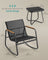 Patio Furniture Set - Steel - Ink Black - Includes 2 Rocking Chairs and Table with Armrests and Breathable Synthetic Fabric