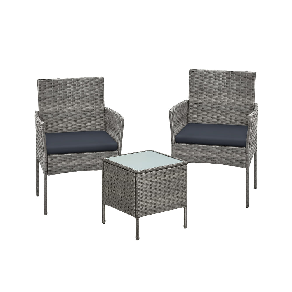 Garden Furniture Set - Galvanized Iron Frame and Polyrattan PE - Grey