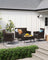 Outdoor Patio Furniture Set - Black and Beige - Polyrattan