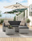 Garden Furniture Set - PE Rattan - Dark Grey - 5-Piece Outdoor Corner Sofa with Cushions and Glass Table