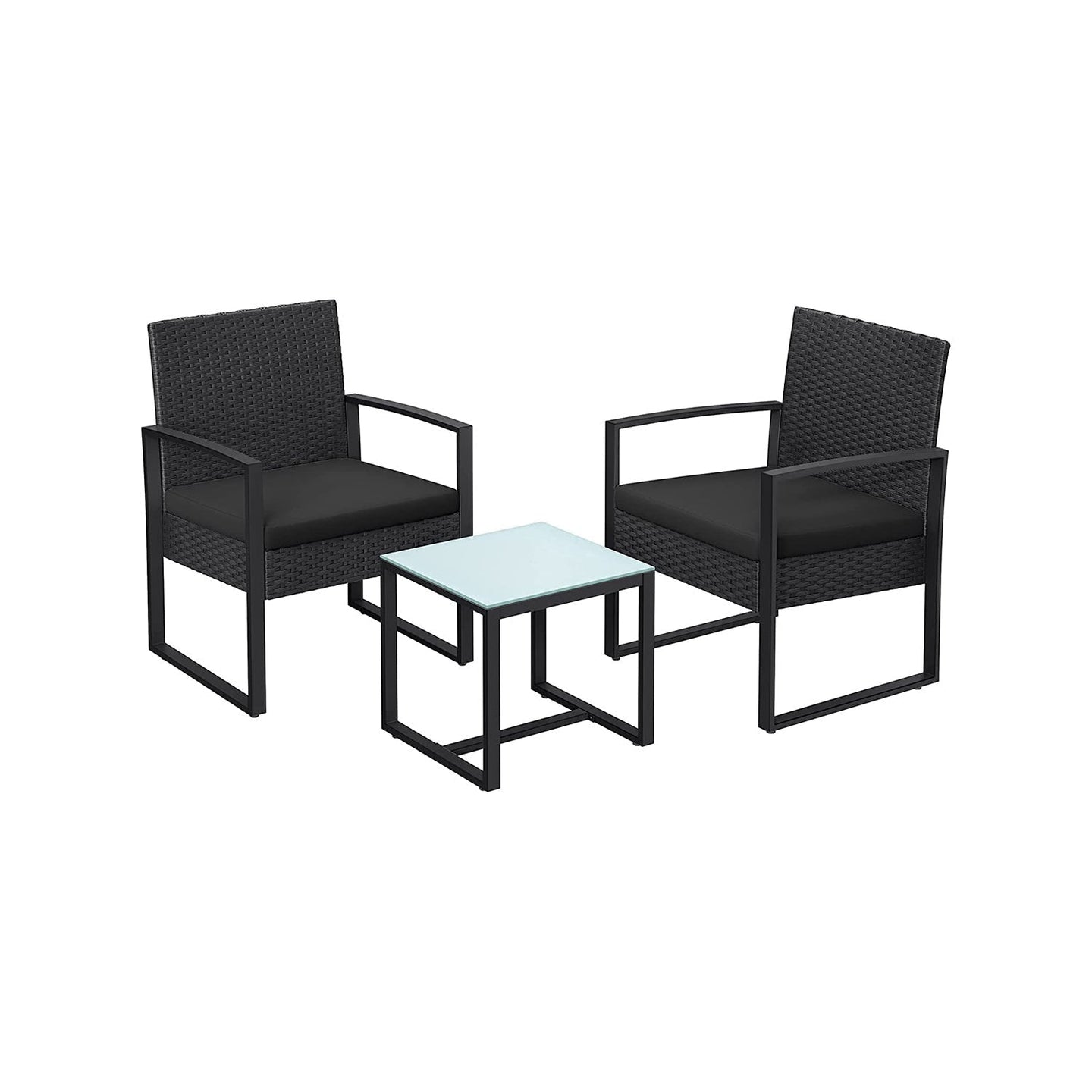 3-Piece Outdoor Furniture Set - PE Rattan - Black - Easy to Assemble