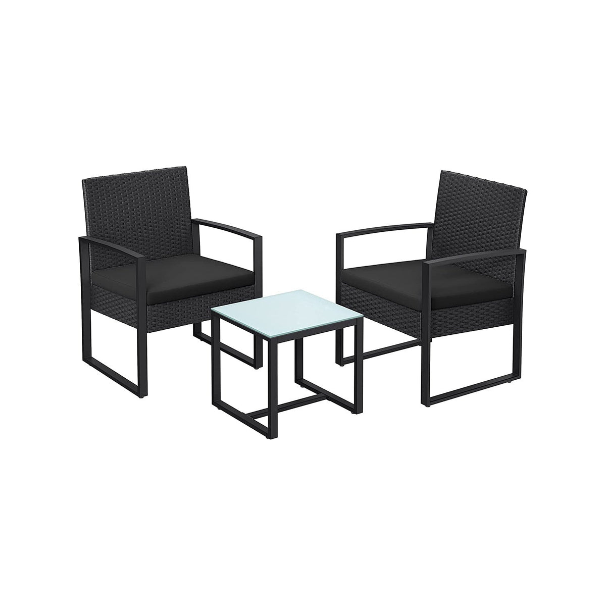 3-Piece Outdoor Furniture Set - PE Rattan - Black - Easy to Assemble