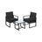 3-Piece Outdoor Furniture Set - PE Rattan - Black - Easy to Assemble