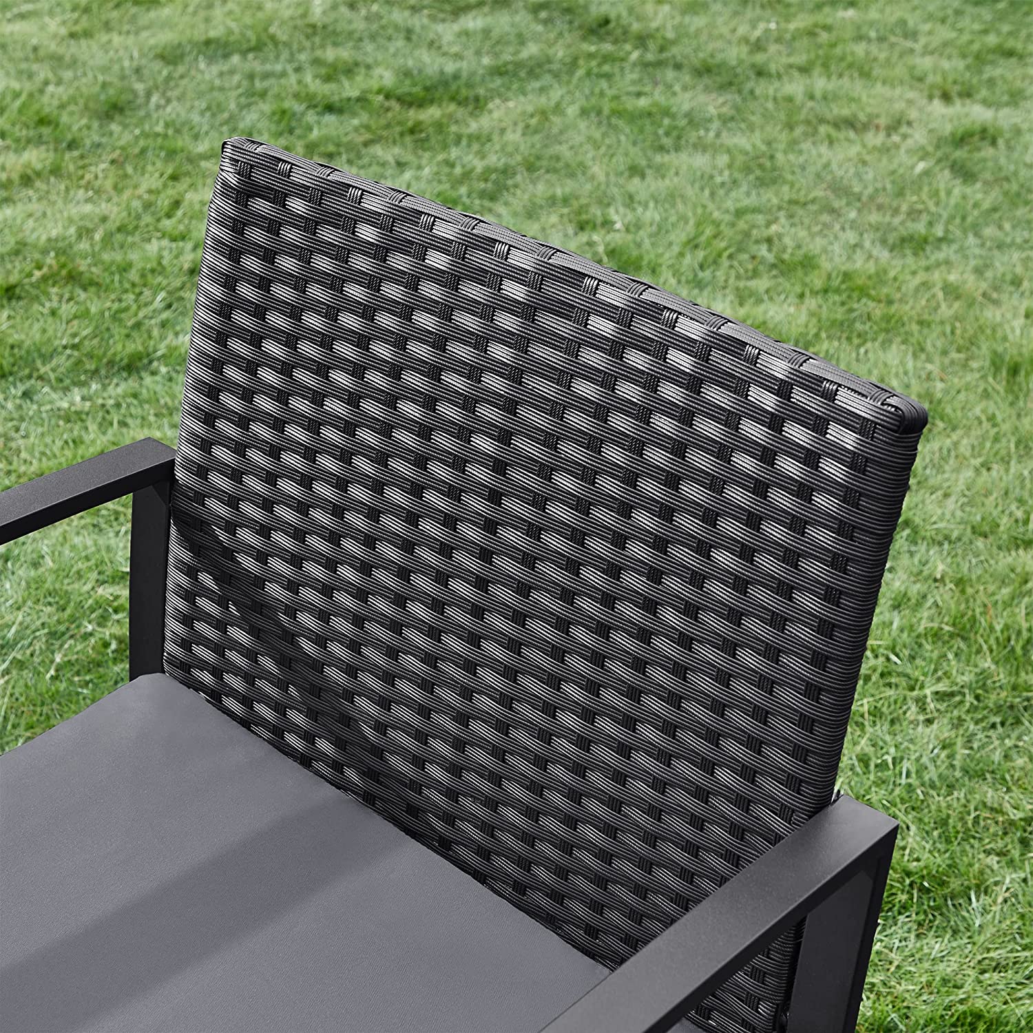 3-Piece Outdoor Patio Furniture Set - PE Rattan - Black - Easy to Assemble