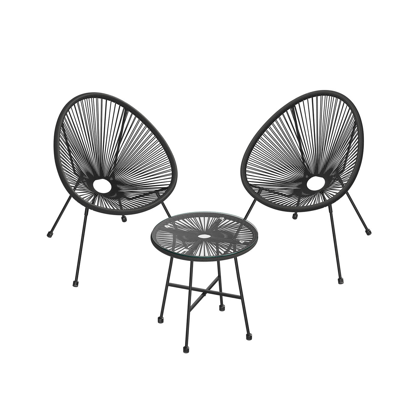 3-Piece Garden Patio Furniture Set - Metal - White - Indoor and Outdoor Conversation Set