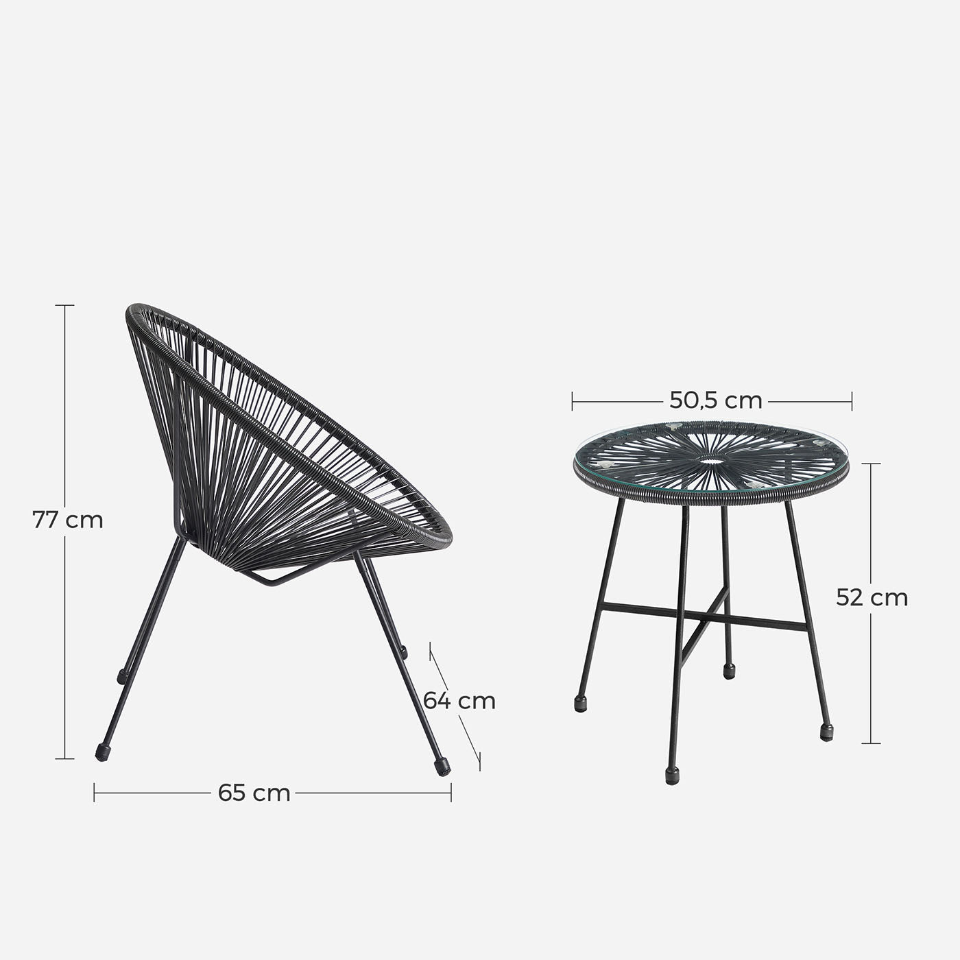 Outdoor Seating Set - Steel - White - Includes 2 Acapulco Chairs and Table