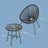 3-Piece Garden Patio Furniture Set - Metal - Black - Acapulco Chair Design