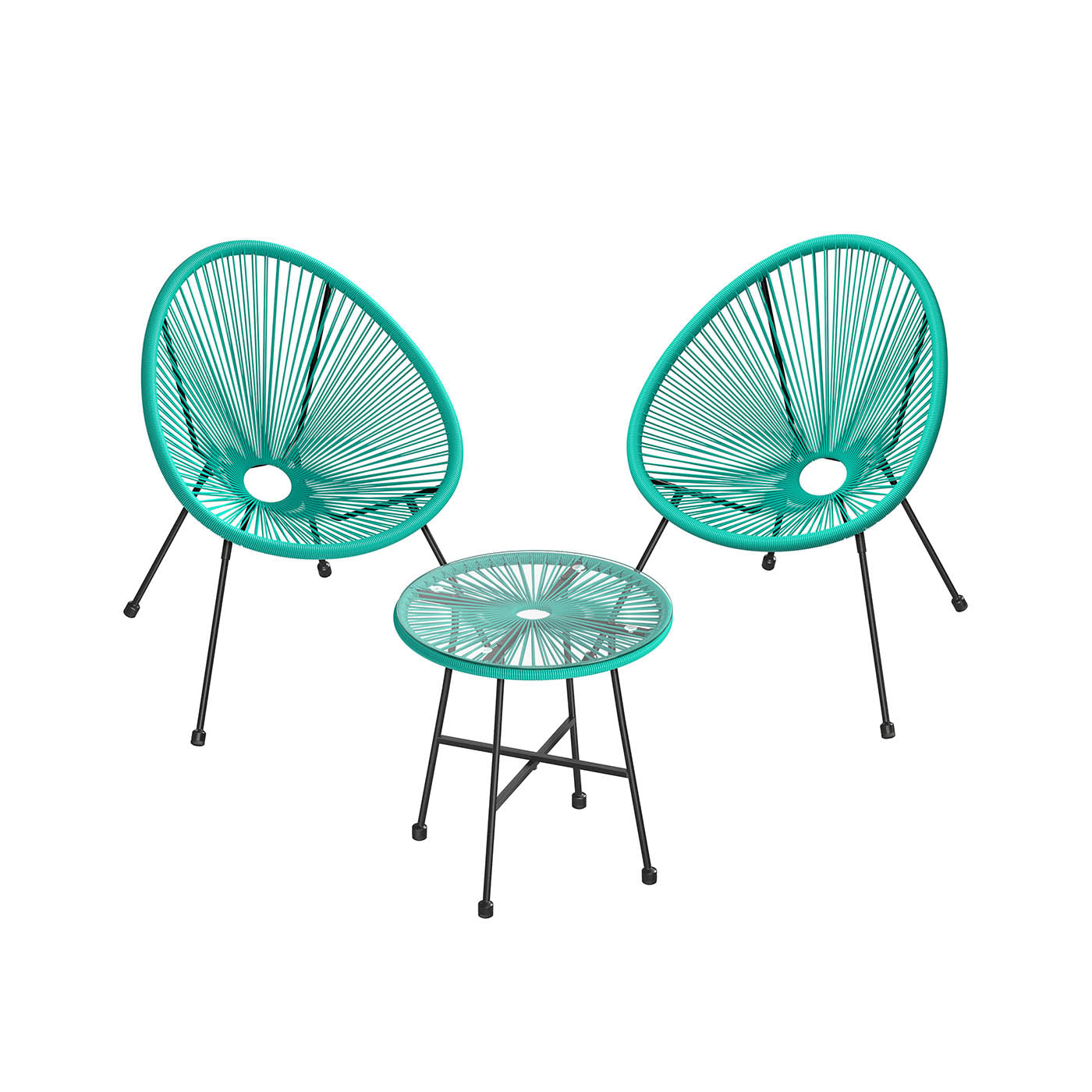 3-Piece Garden Patio Furniture Set - Metal - White - Indoor and Outdoor Conversation Set