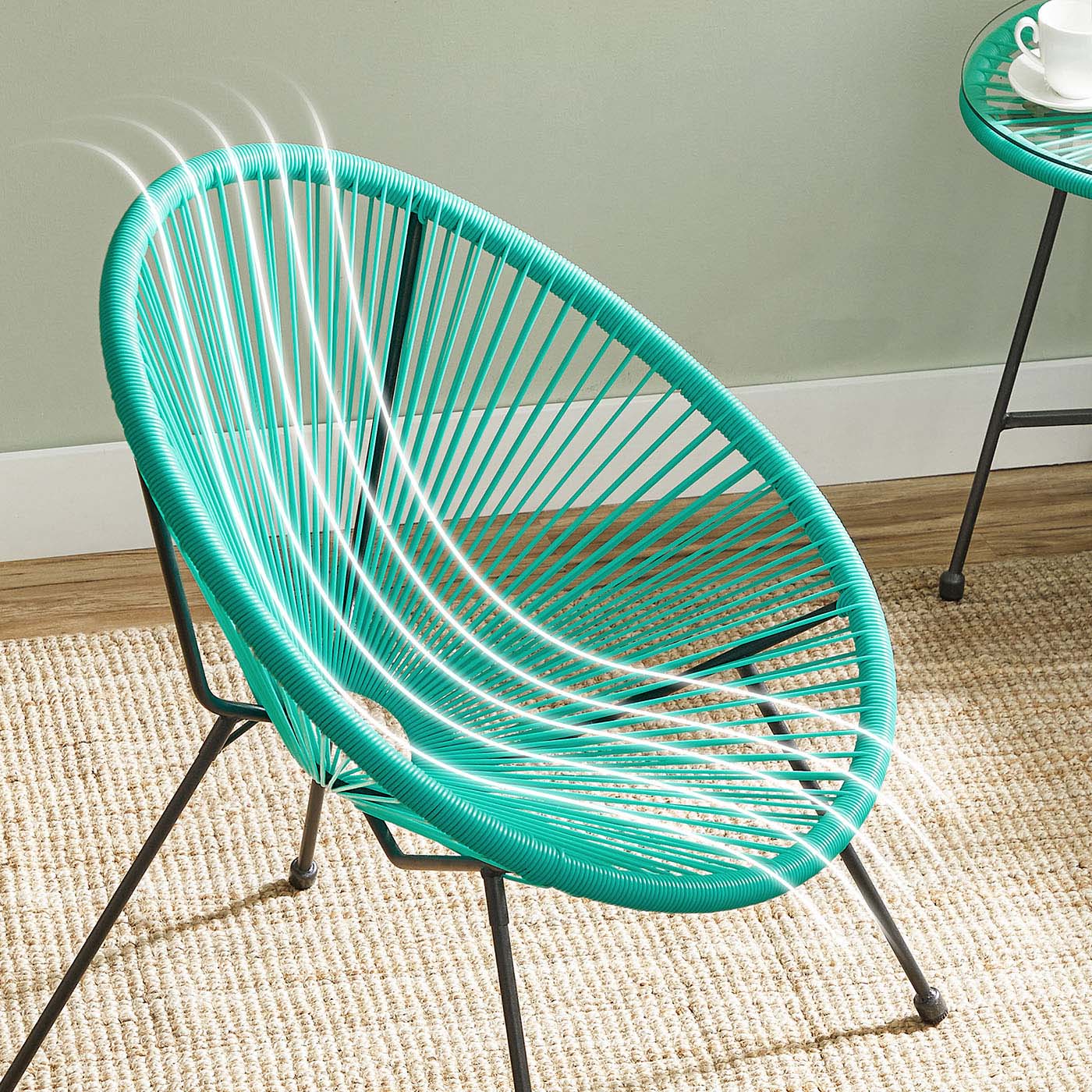 3-Piece Garden Patio Furniture Set - Rattan - White - Includes 2 Acapulco Chairs and Glass Top Table