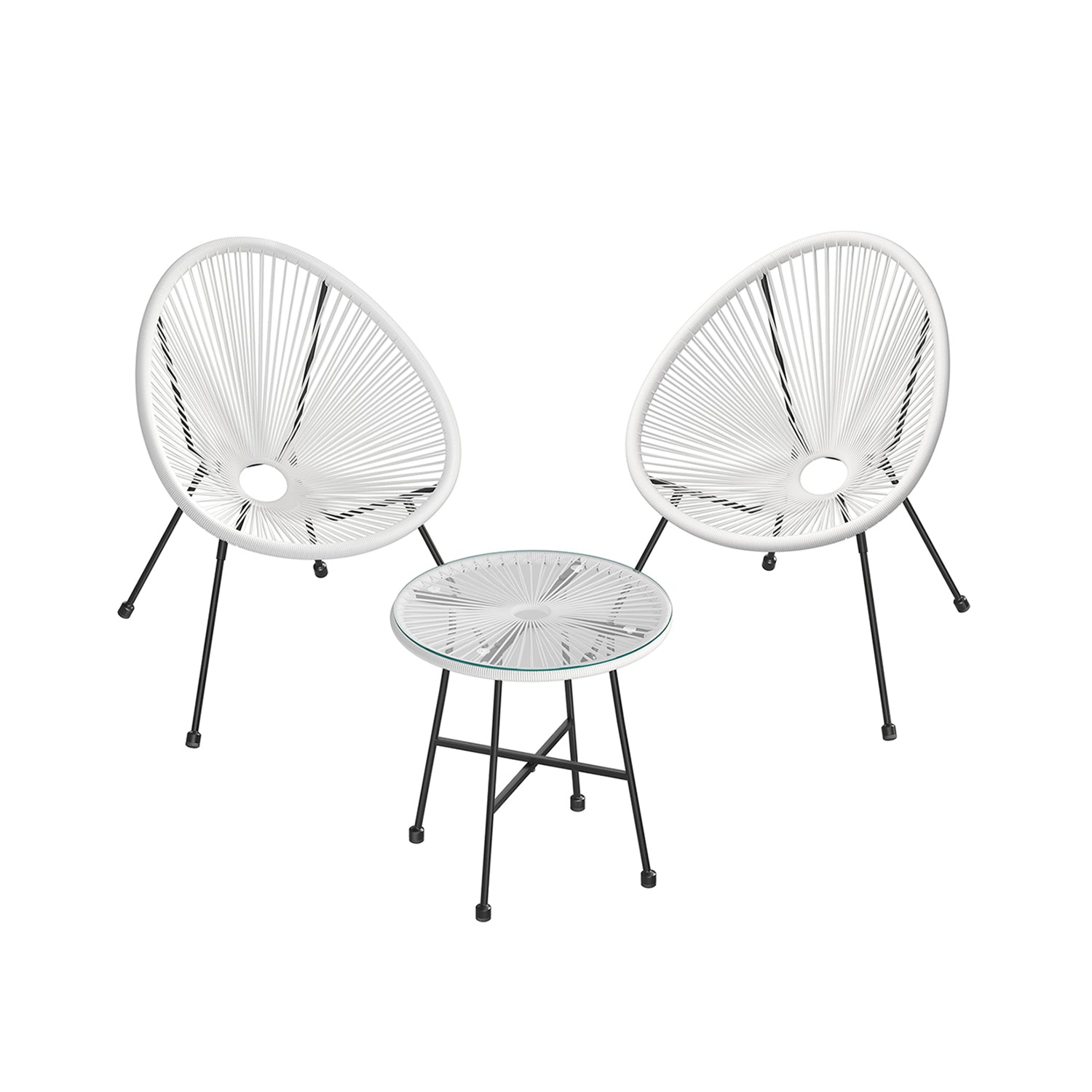 Outdoor Seating Set - Steel - White - Includes 2 Acapulco Chairs and Table