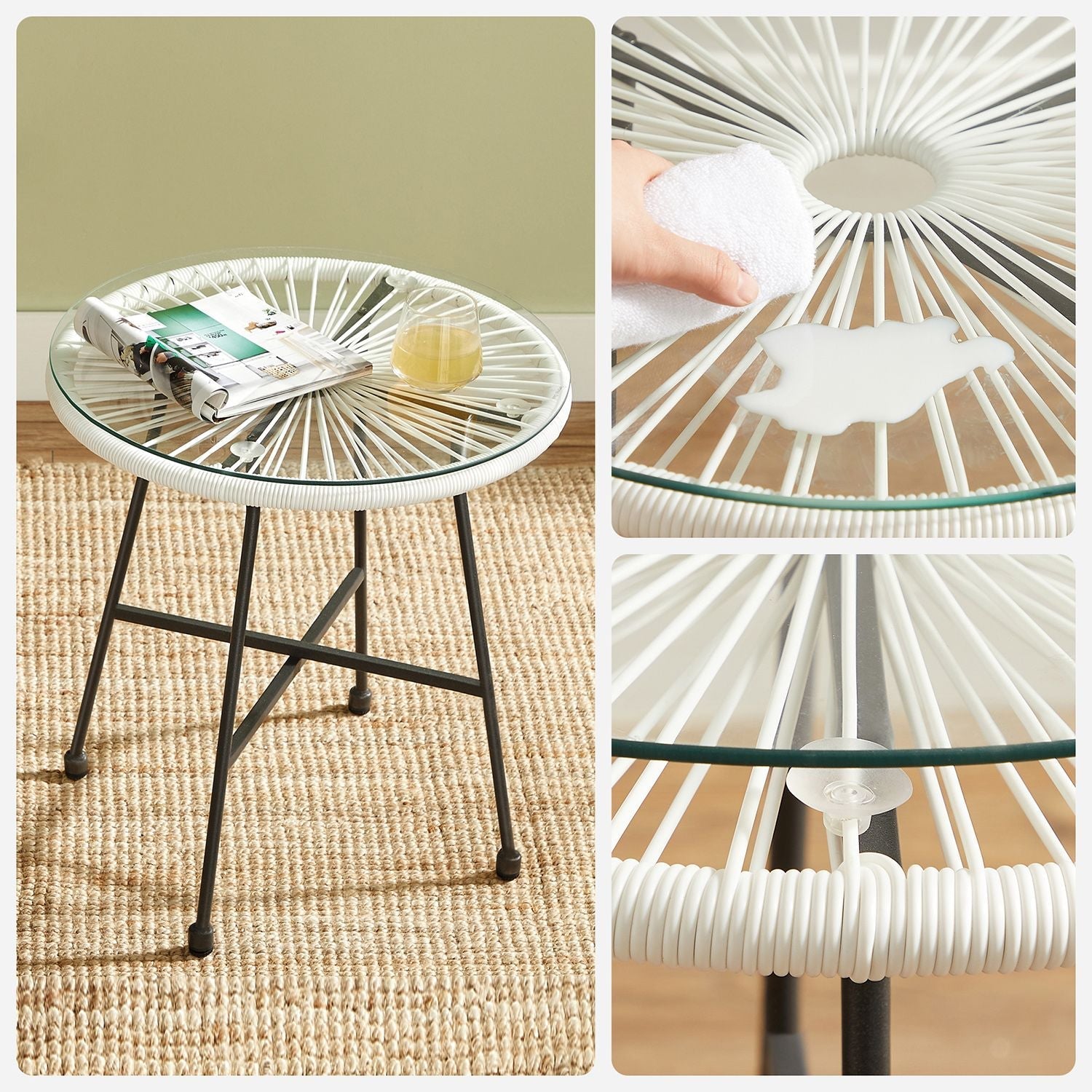 Garden Patio Furniture Set - Metal - Black - 3-Piece Acapulco Chair Set