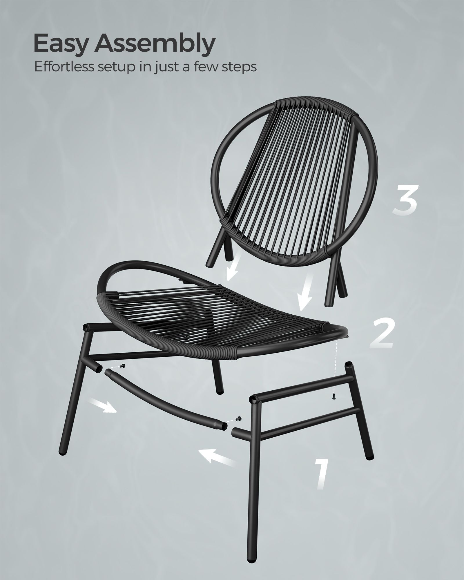 3-Piece Garden Bistro Set - Metal - Ink Black - Acapulco Chairs with Side Table