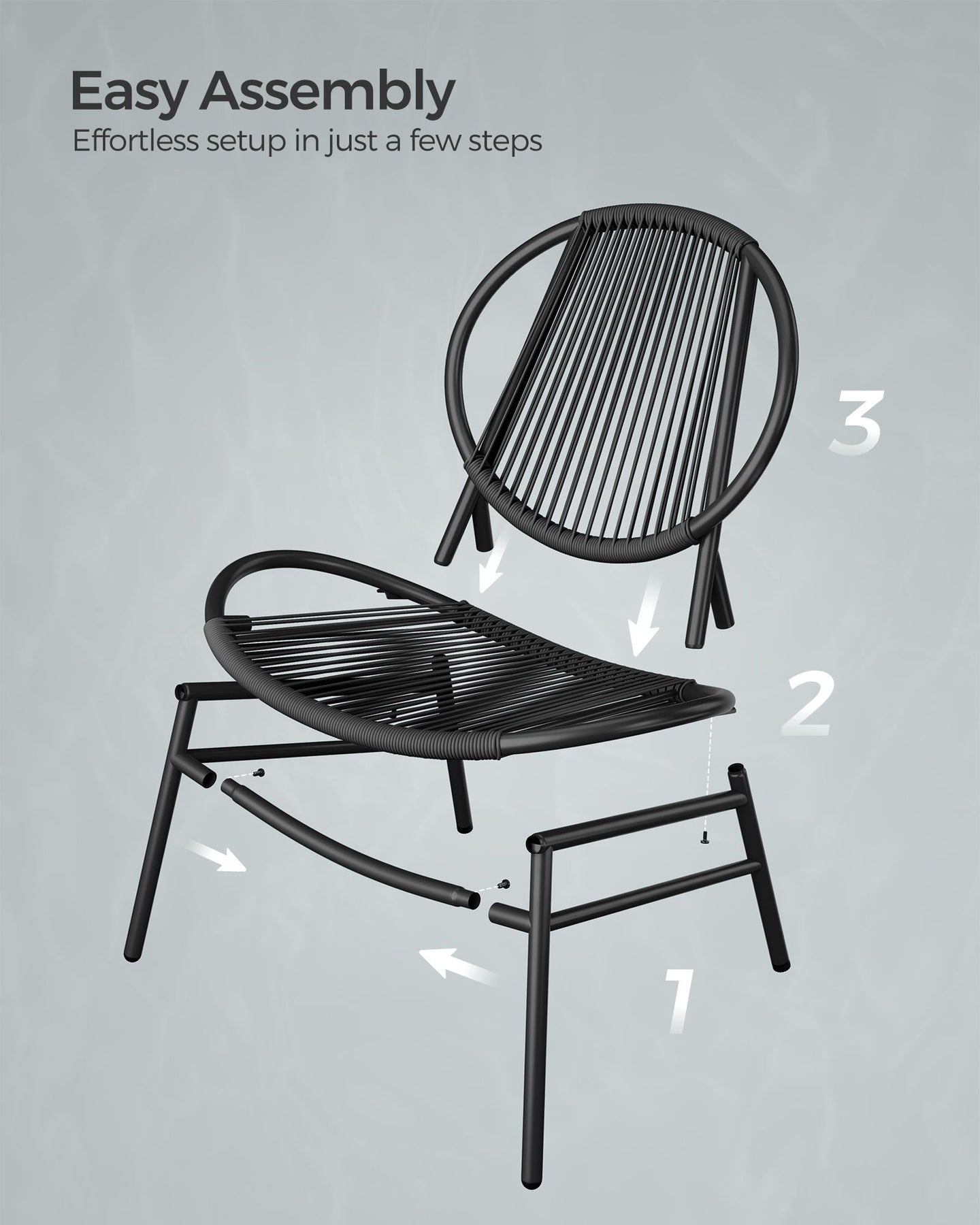 3-Piece Garden Bistro Set - Metal - Ink Black - Acapulco Chairs with Side Table