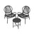 3-Piece Garden Bistro Set - Metal - Ink Black - Acapulco Chairs with Side Table