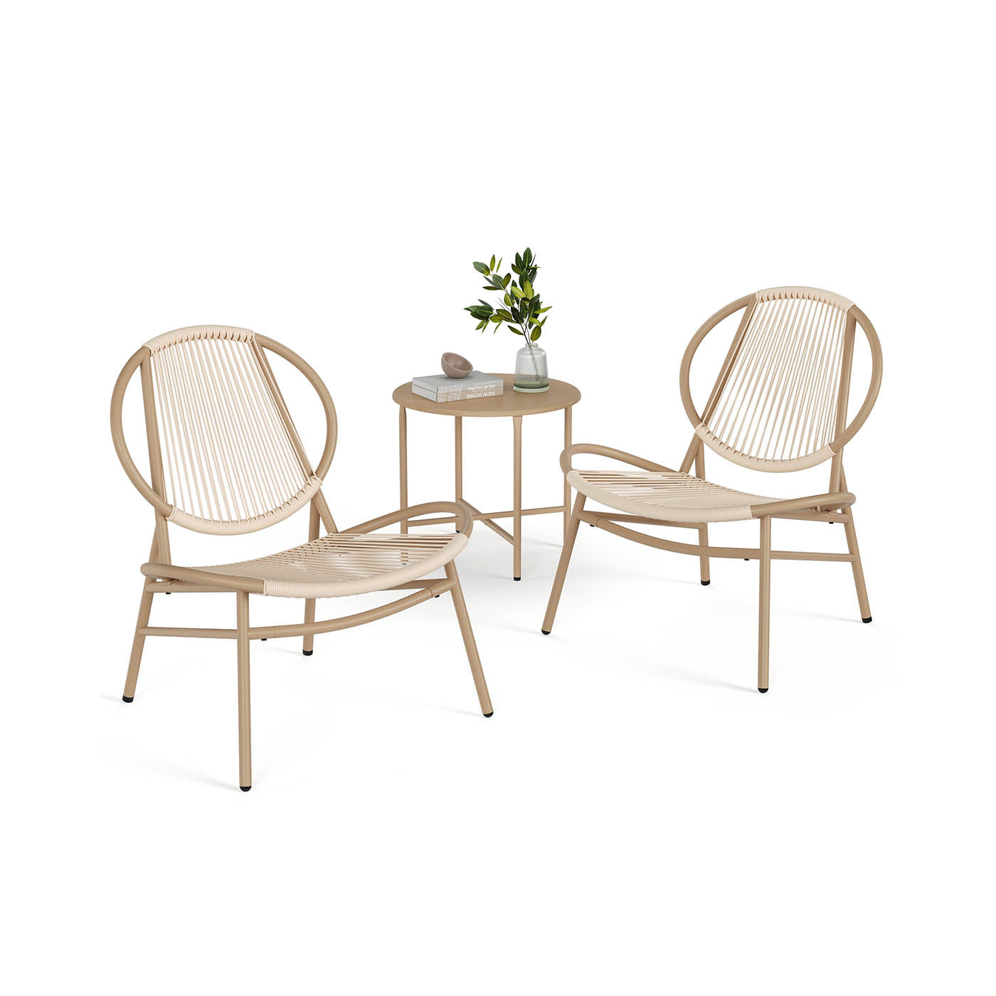 Garden Bistro Set - Metal Rattan - Multi-Color