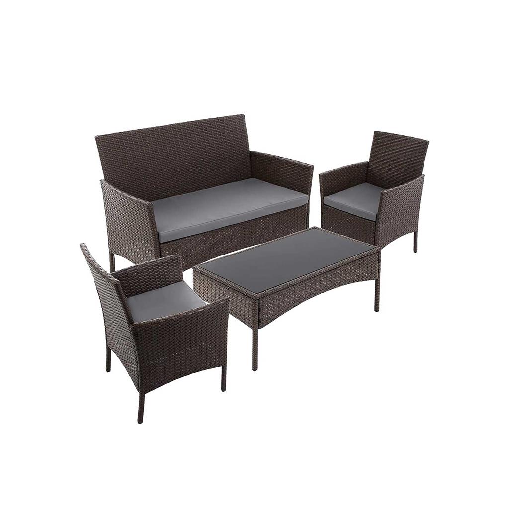 Garden Furniture Set - Includes 2 Chairs - Vintage Brown - Polyrattan