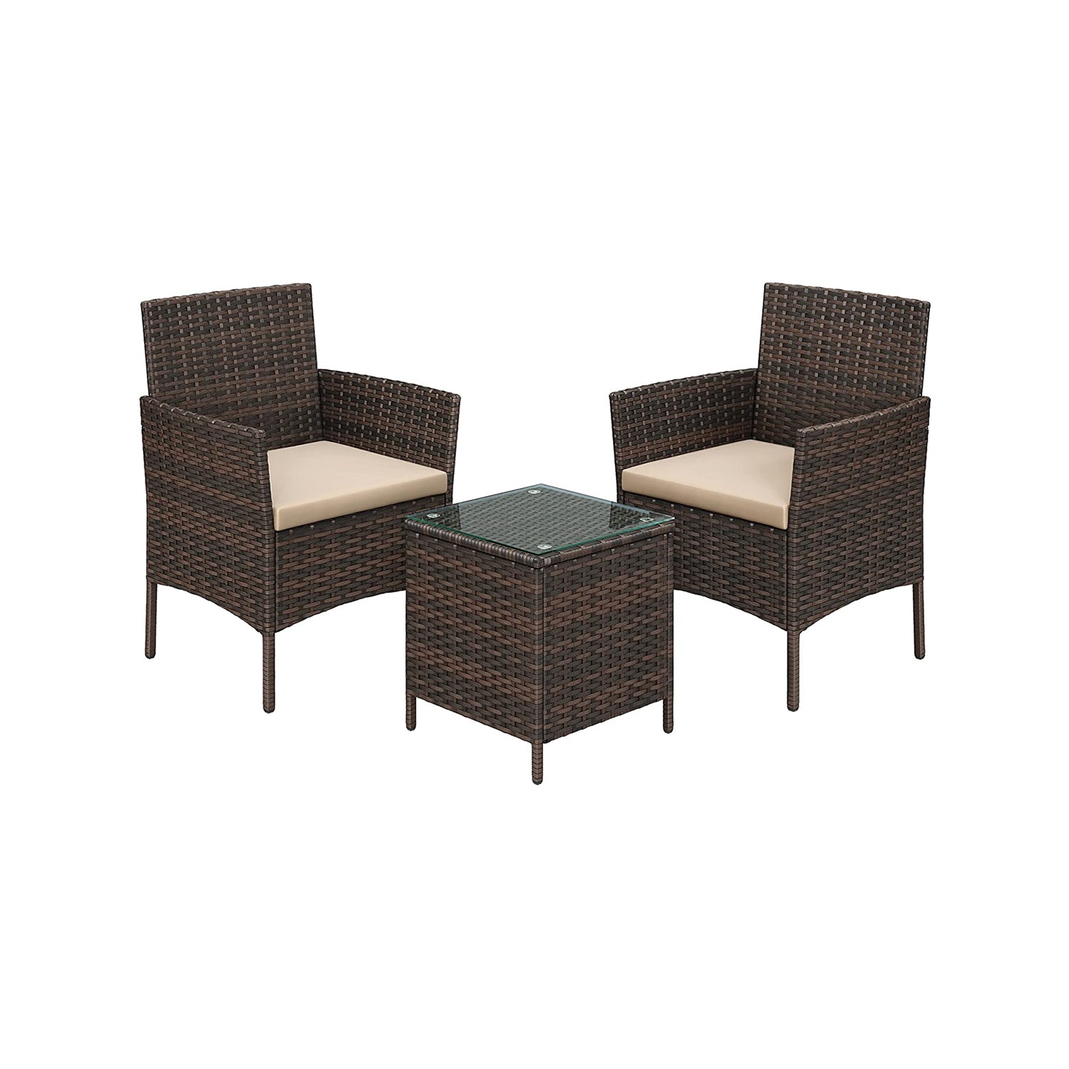 Garden Furniture Set - Brown and Taupe - Polyrattan