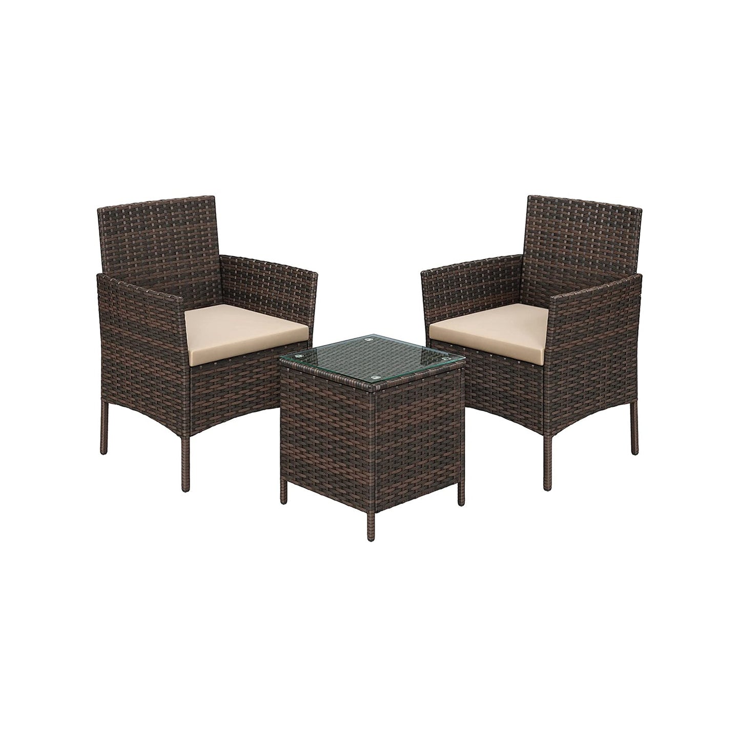 Garden Furniture Set - Brown and Taupe - Polyrattan