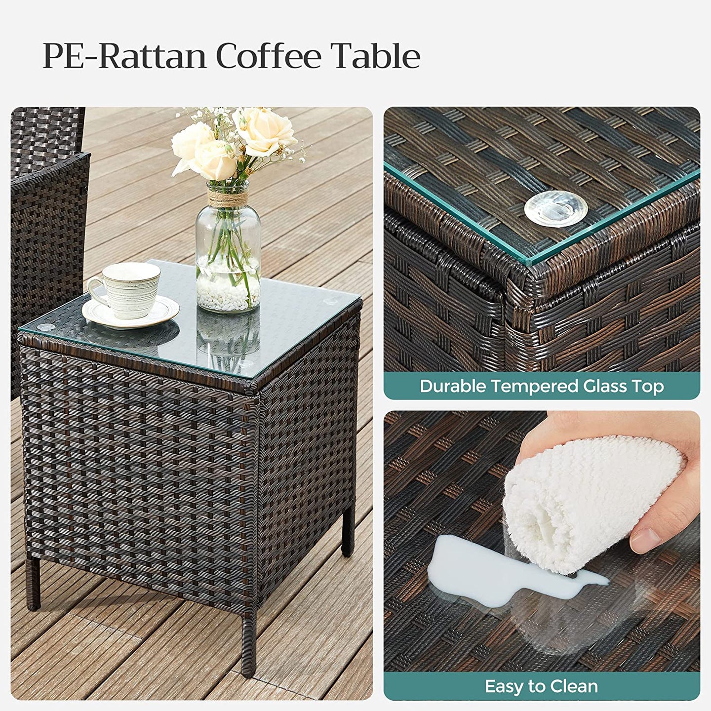Garden Furniture Set - Brown and Taupe - Polyrattan