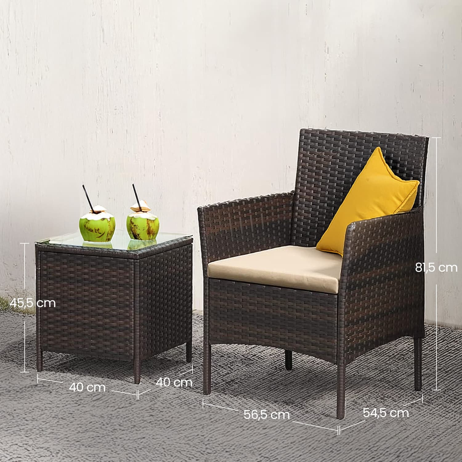 Garden Furniture Set - Brown and Taupe - Polyrattan