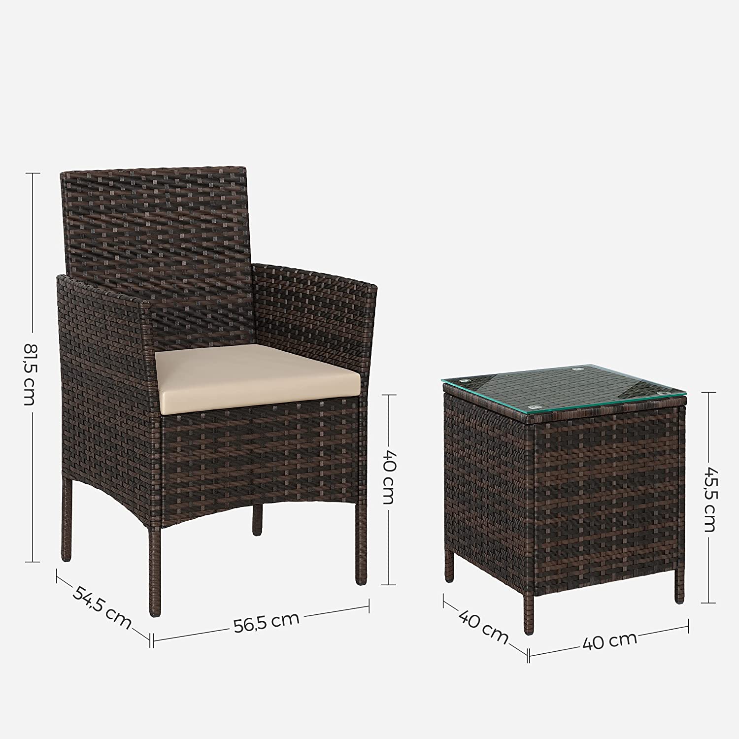Garden Furniture Set - Brown and Taupe - Polyrattan