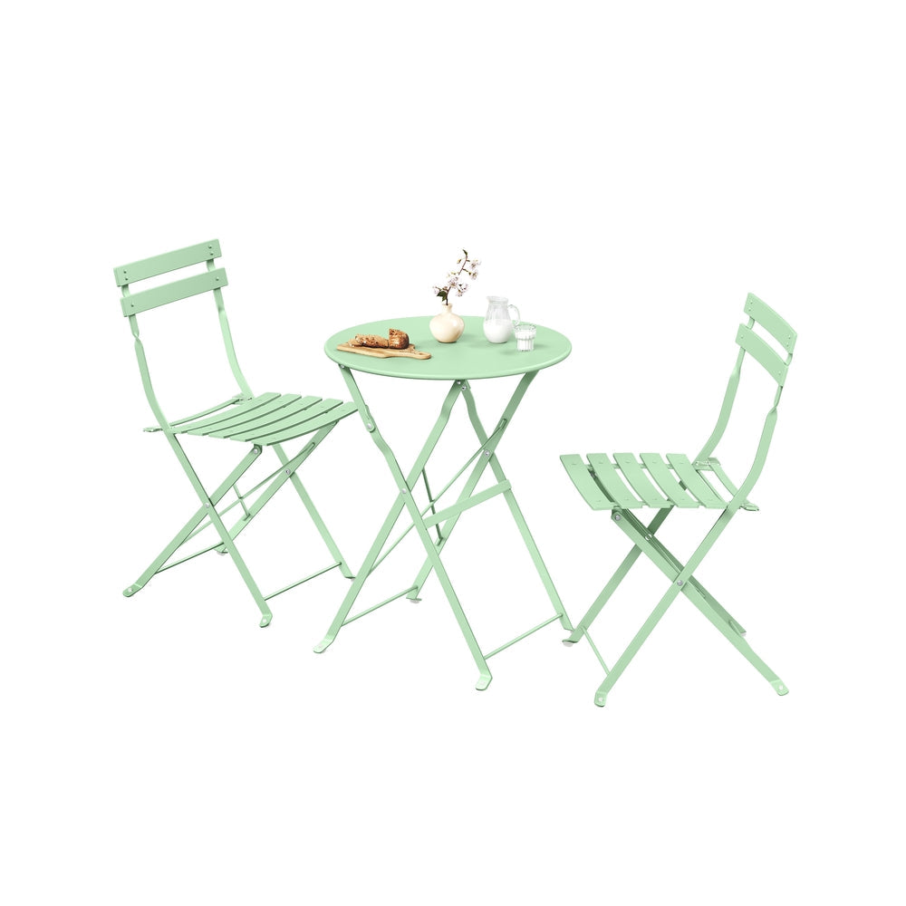 3-Piece Folding Bistro Set - Steel - Table & Chairs