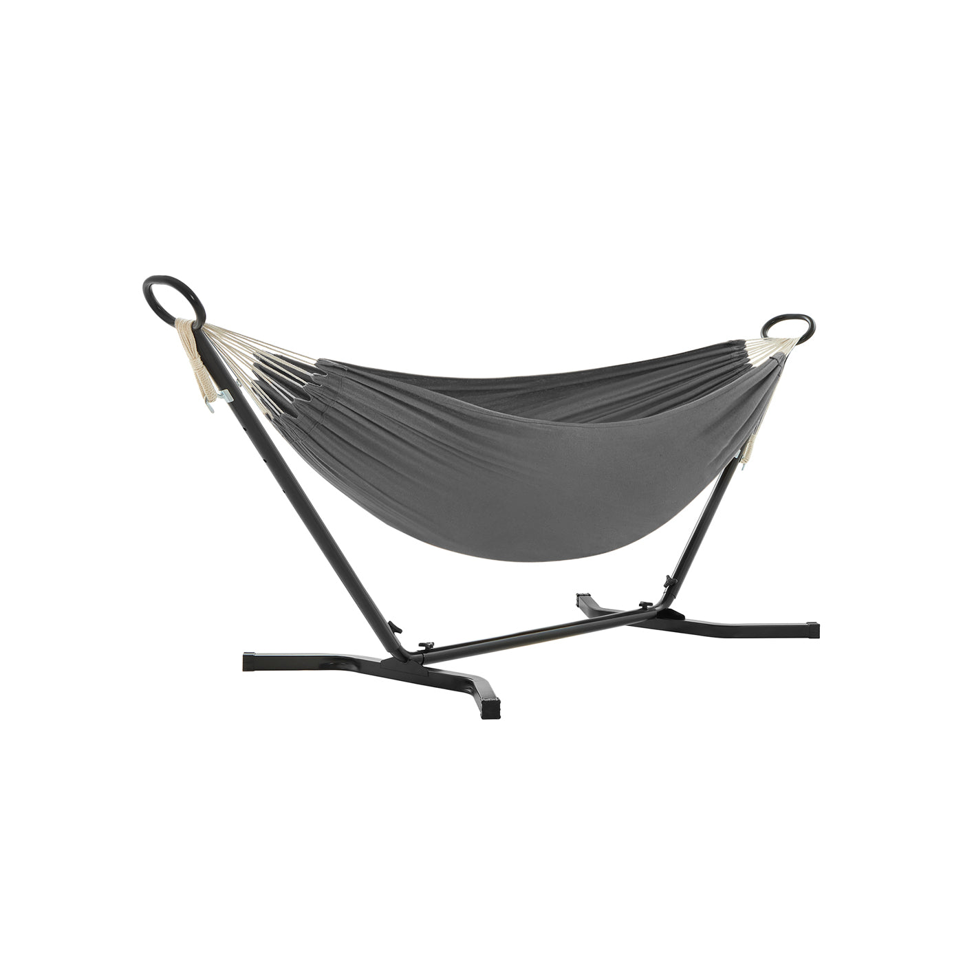 Hammock with Metal Stand - Fabric - Grey - Portable with Adjustable Heights and 240 kg Load Capacity