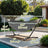 Double Hammock with Stand - 529 lb Load Capacity - Fabric - Black and Beige