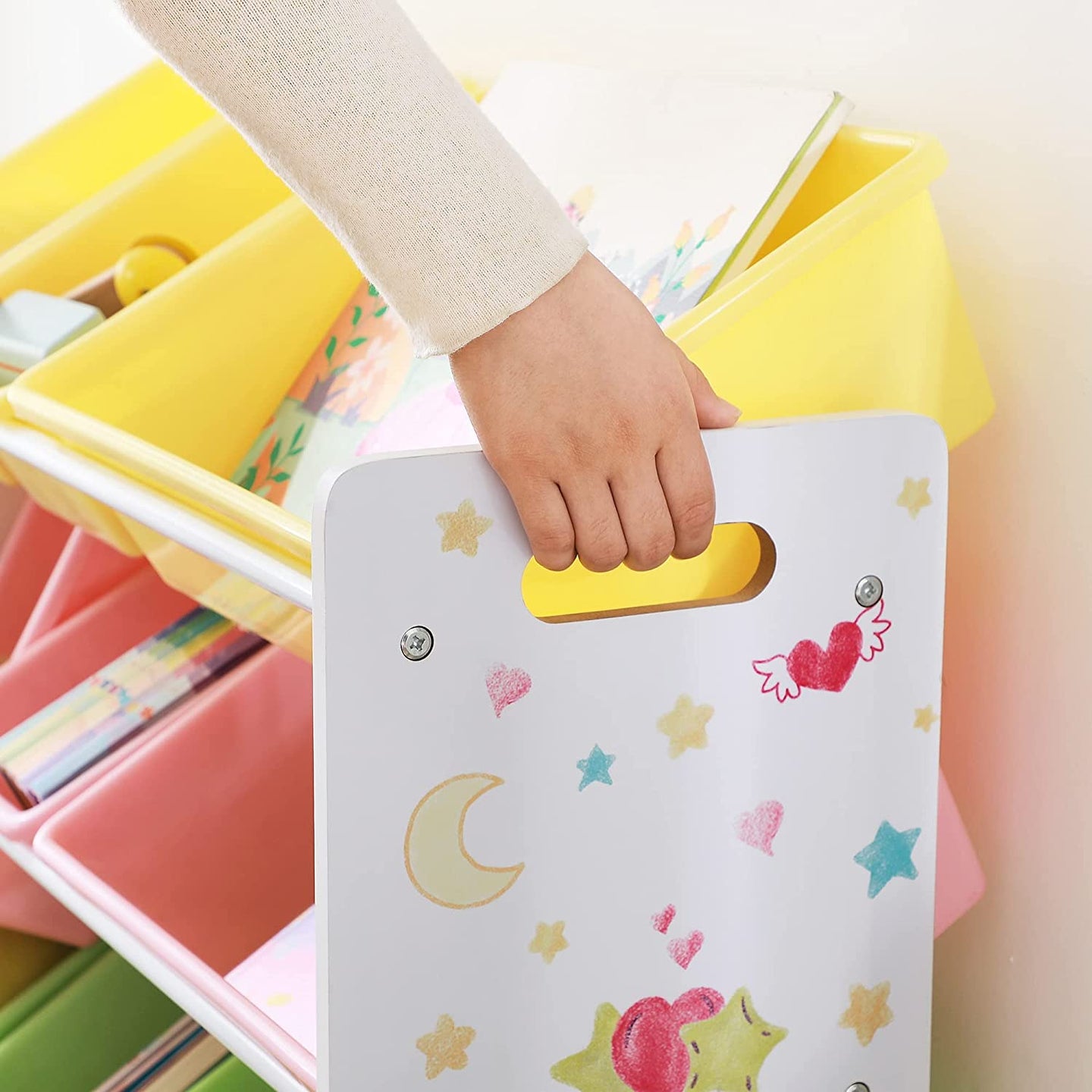 Toy Storage Rack - 12 Removable Bins - PP Plastic - White and Multicolor