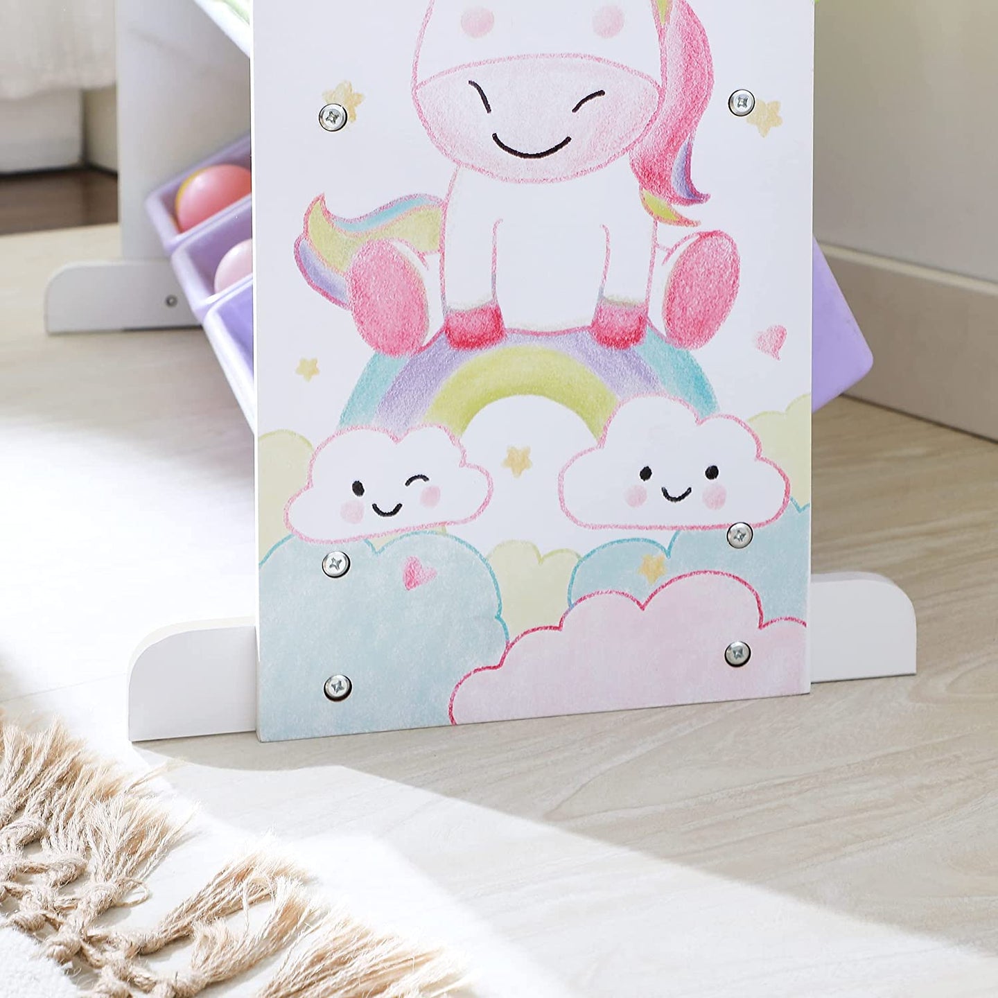 Toy Storage Rack - 12 Removable Bins - PP Plastic - White and Multicolor