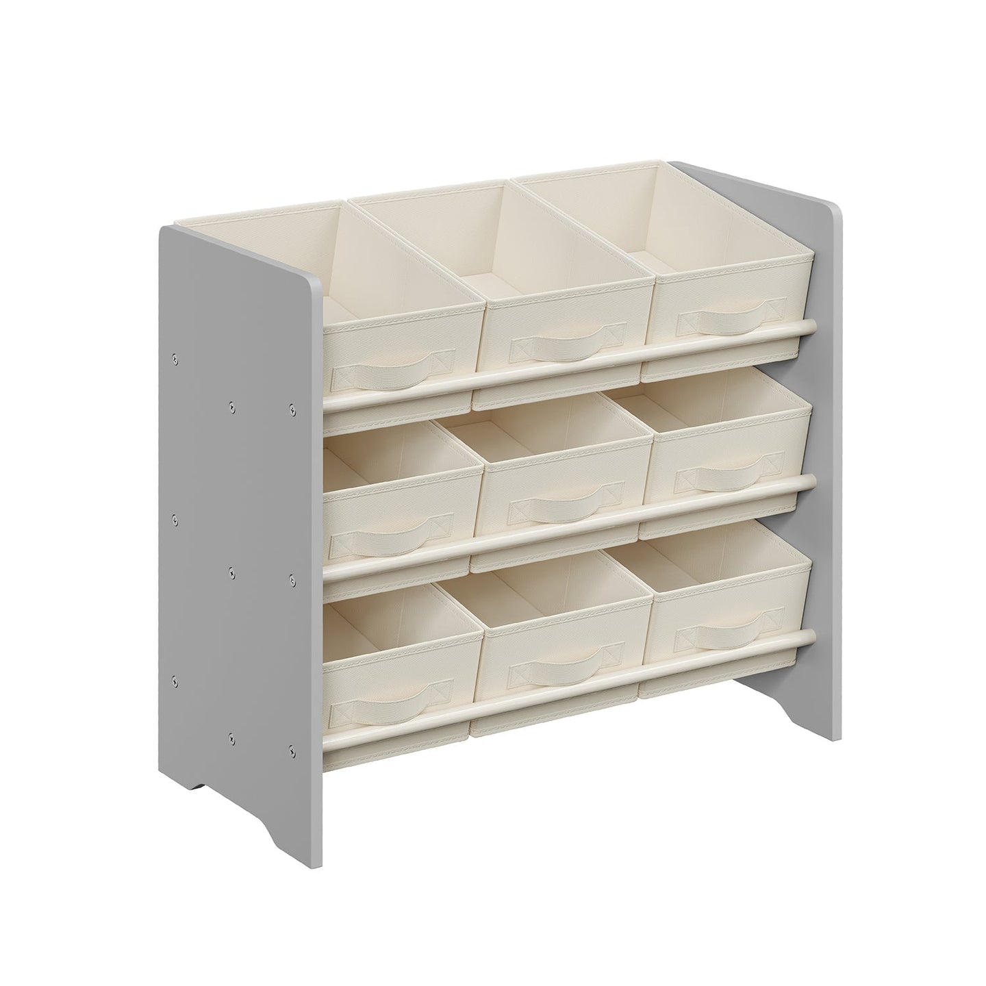 Kids Toy Organizer - Non-Woven Fabric - Dove Grey - 9 Spacious Storage Boxes