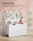 Kids Bookshelf and Toy Organiser - Engineered Wood - Cloud White - Multipurpose with Wheels and 3 Shelves