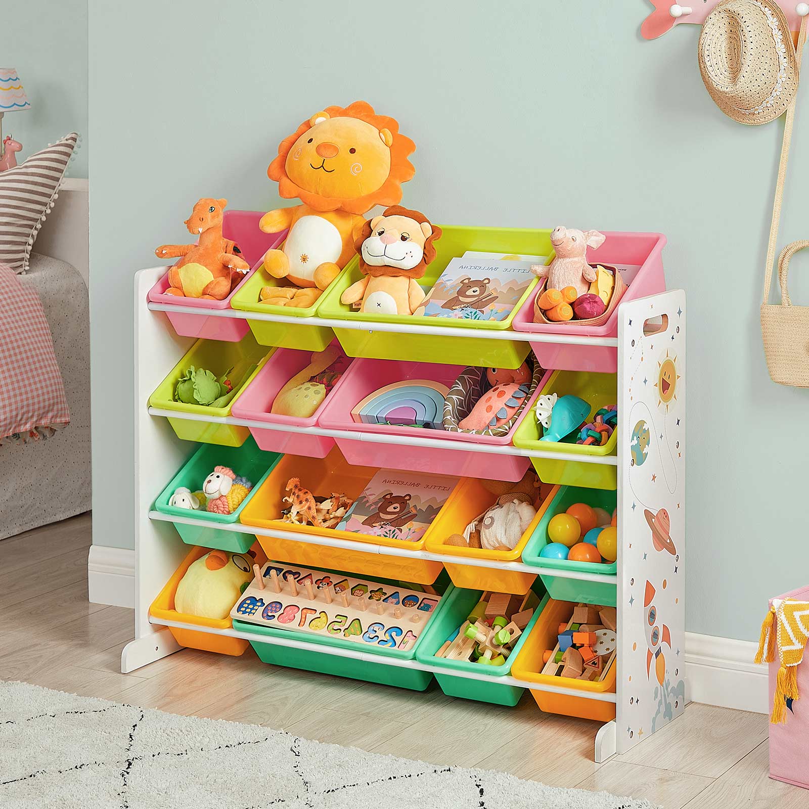Toy Organiser - PP - White - 16 Removable Containers