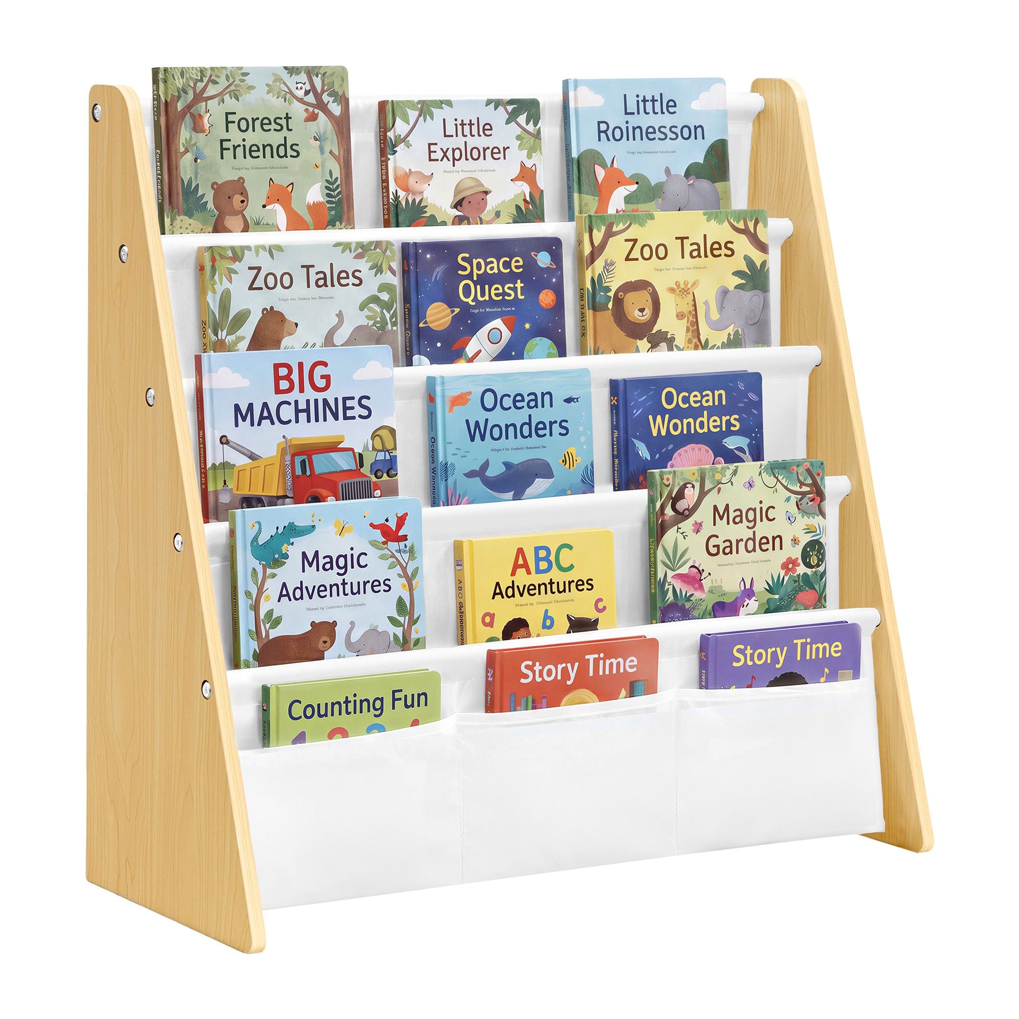 Bookcase - Standing with Multiple Tiers - Beech And White - 62.4 x 25 x 60 cm