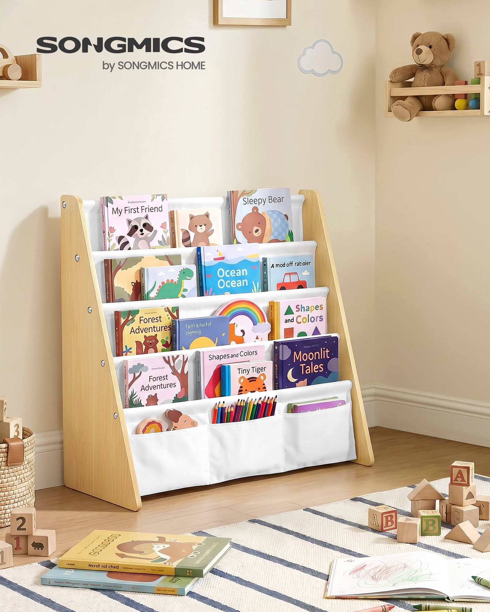 Bookcase - Standing with Multiple Tiers - Beech And White - 62.4 x 25 x 60 cm