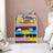 Book Storage Shelf - Wood - White - 3-Tier with Fabric Containers